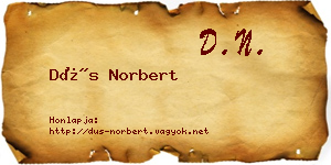 Dús Norbert névjegykártya